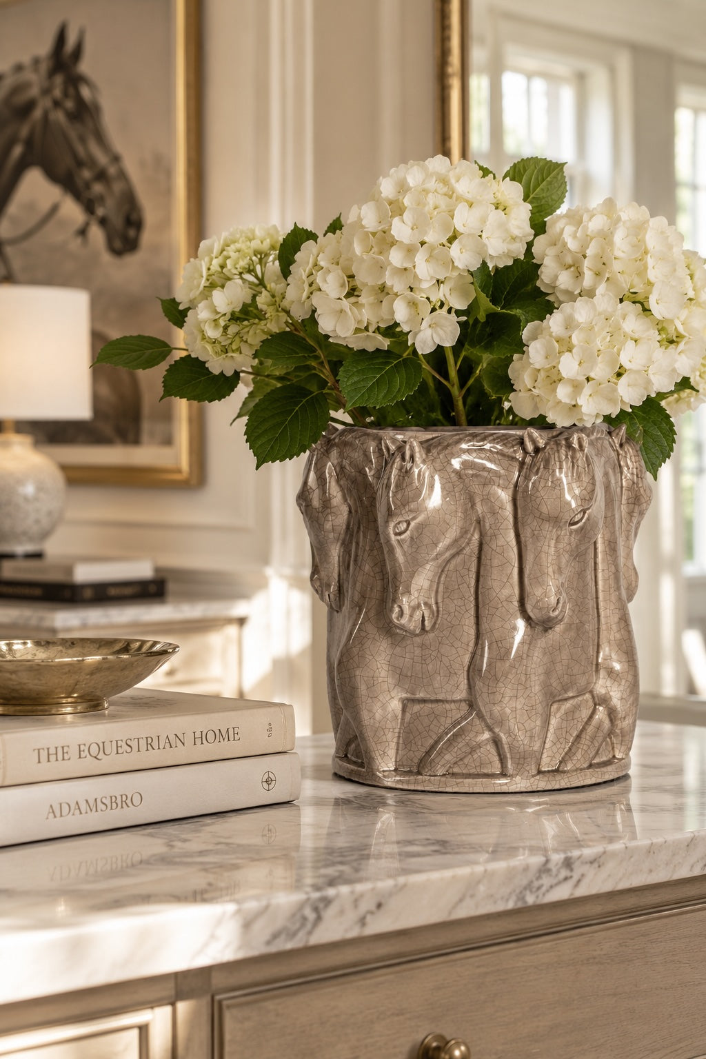 MUD CRACK CERAMIC VASE DANCING HORSES
