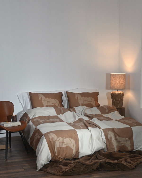 Horse Check Duvet Cover King Size 240x220