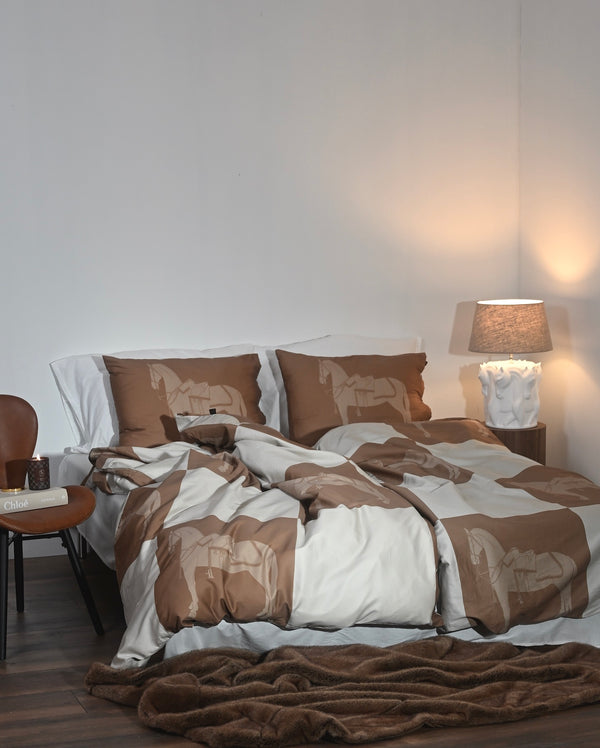 Horse Check Duvet Cover Single 140 x 200