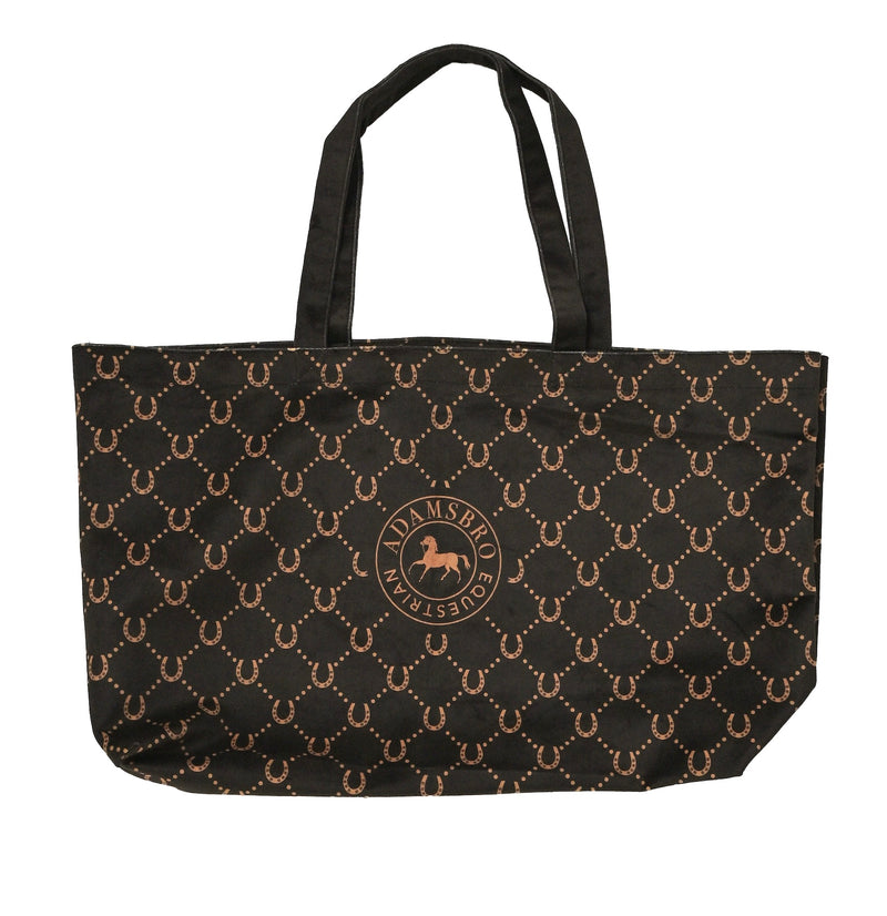 Soft Velvet Shopping Bag – Brown Horseshoe Design