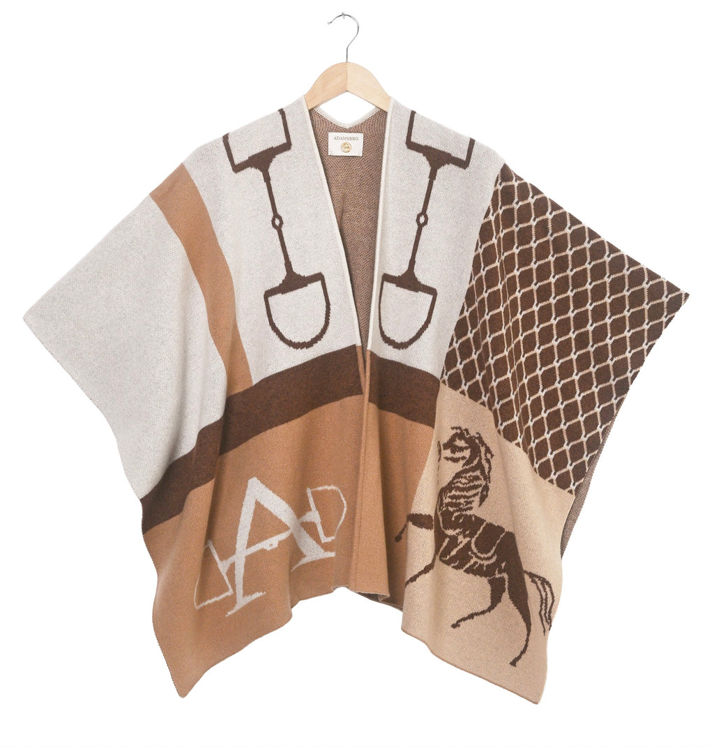 ADAMSBRO CASHMERE PONCHO Camel & Brown – Adamsbro International