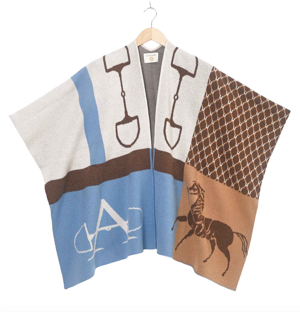 Poncho Classic 100% Cashmere Blue