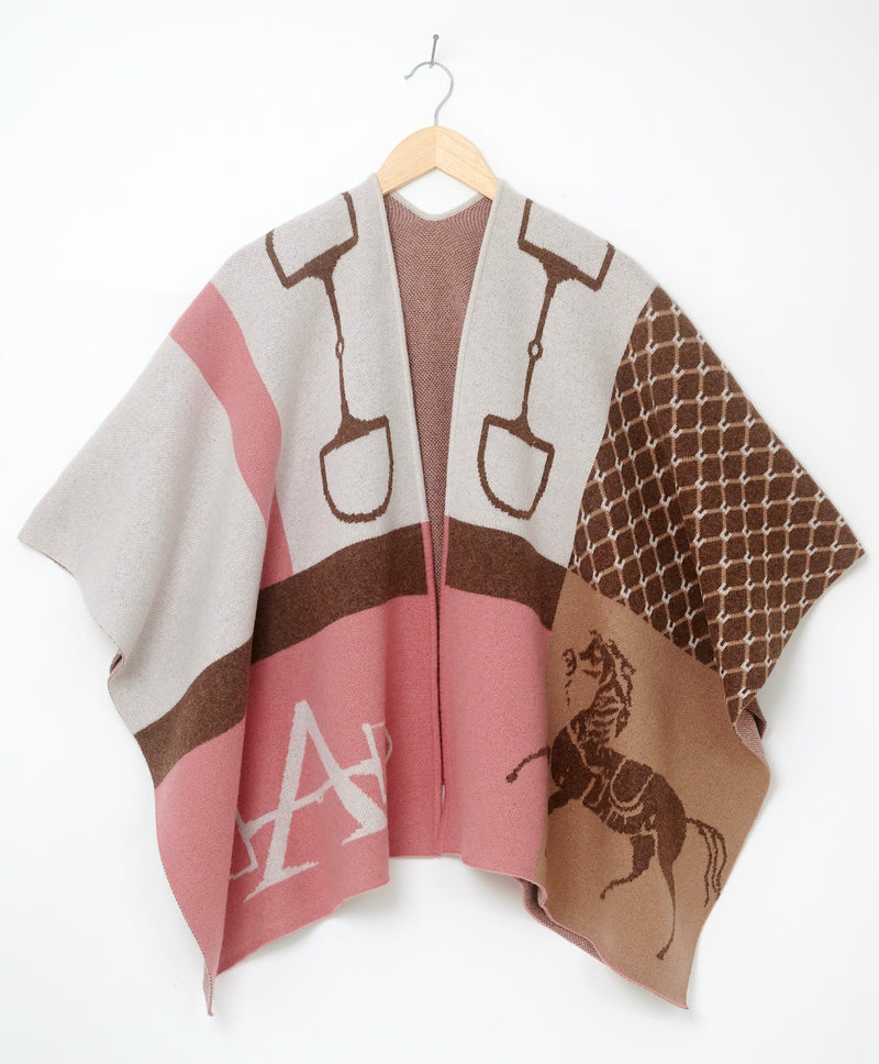 ADAMSBRO CASHMERE PONCHO OLD PINK