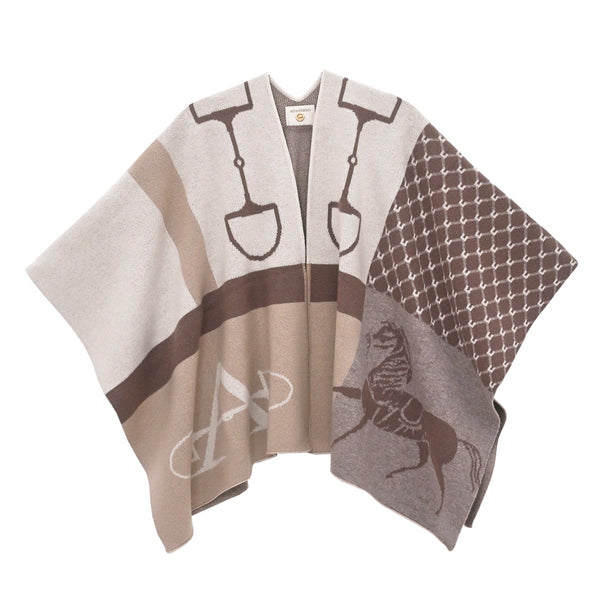 ADAMSBRO CASHMERE PONCHO TAUPE