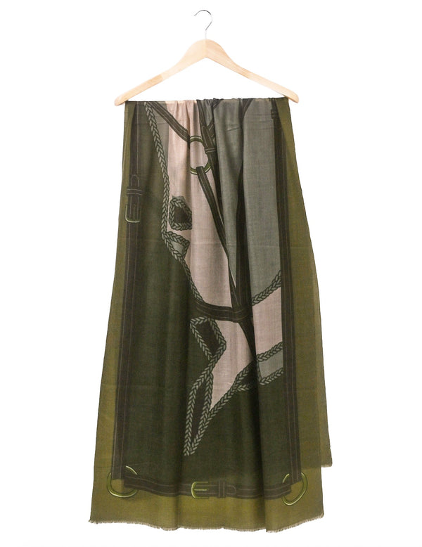 CASHMERE SCARF  HORSE GREEN