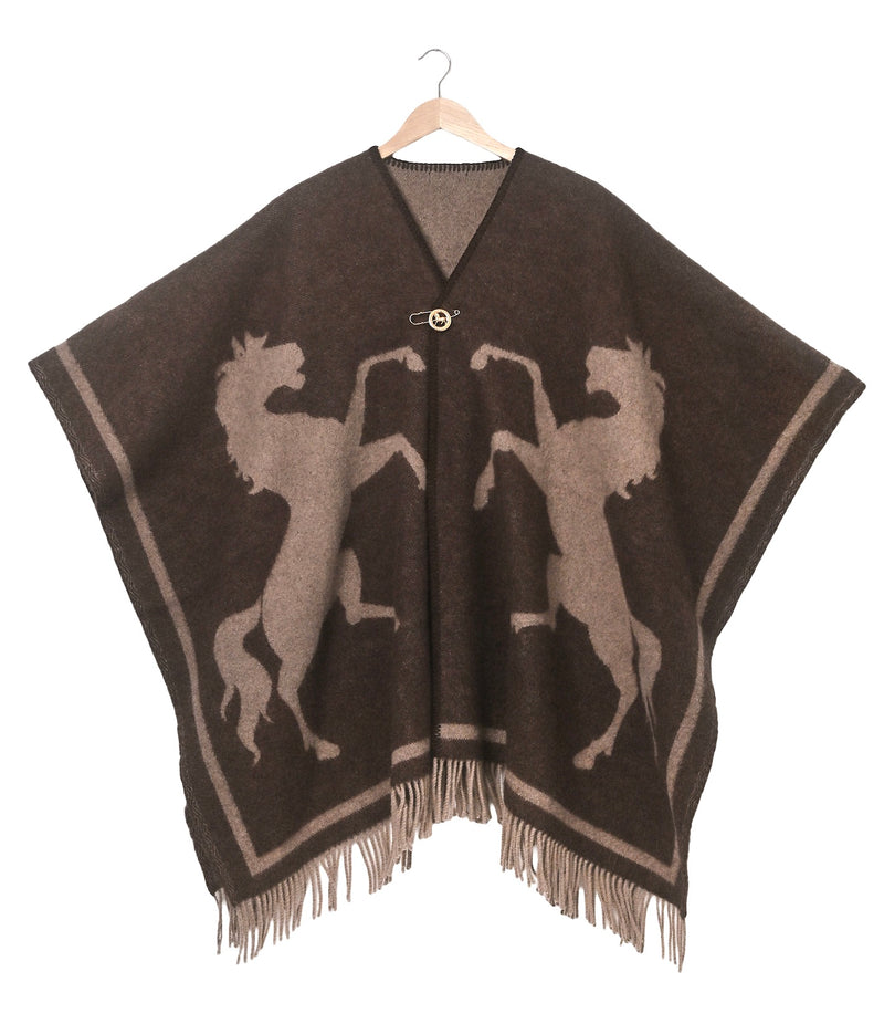PONCHO HORSES LAMBS WOOL