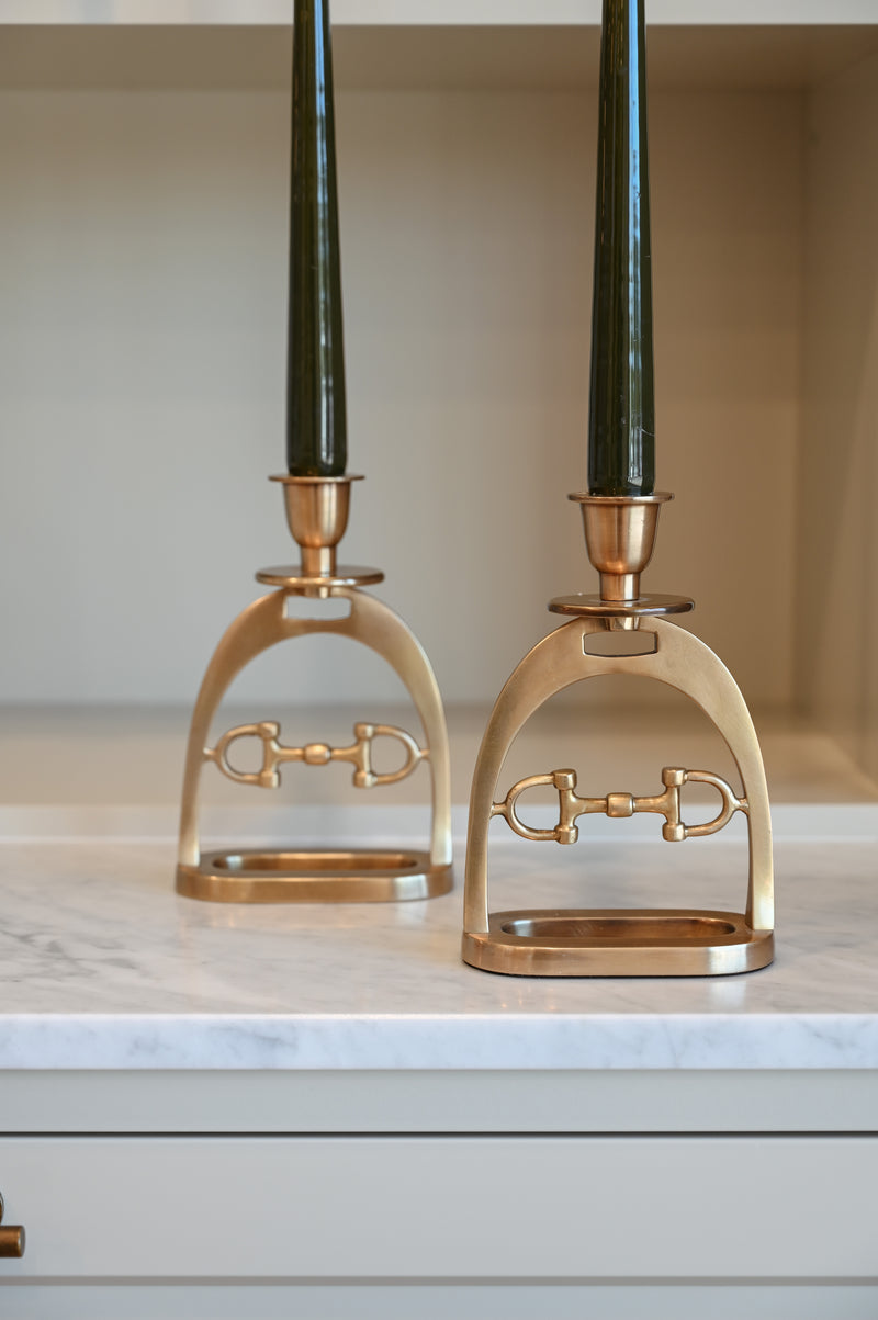 Snaffle Bit Candle Holder Set Brass