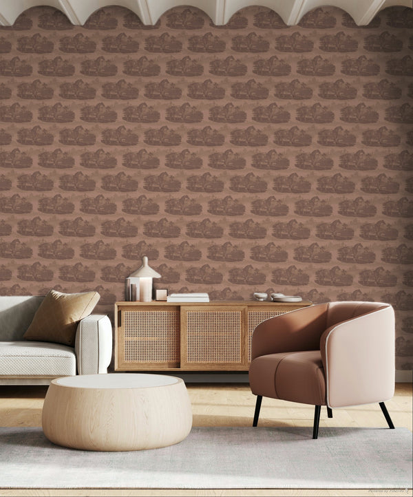 17-09-023-05 Wallpaper Horse Toile Red Mocca