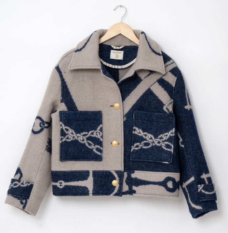 TAILORED CLASSIC BOXY JACKET NAVY & OFFWHITE.
