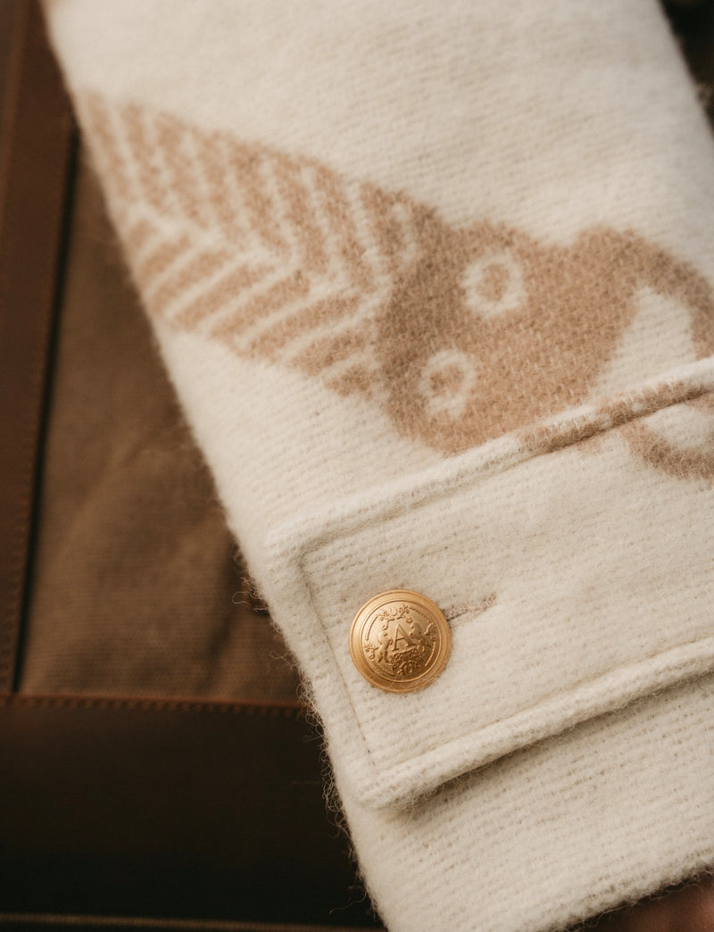 Classic lambswool Blanket Jacket – Nougat & Off-White