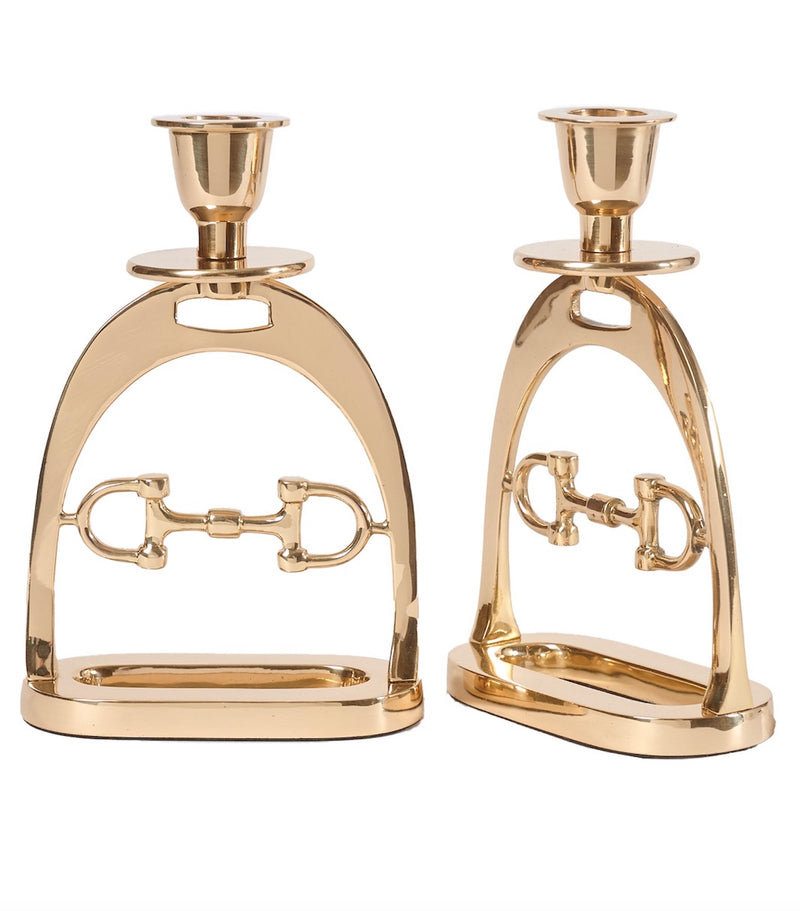 Snaffle Bit Candle Holder Set GOLD