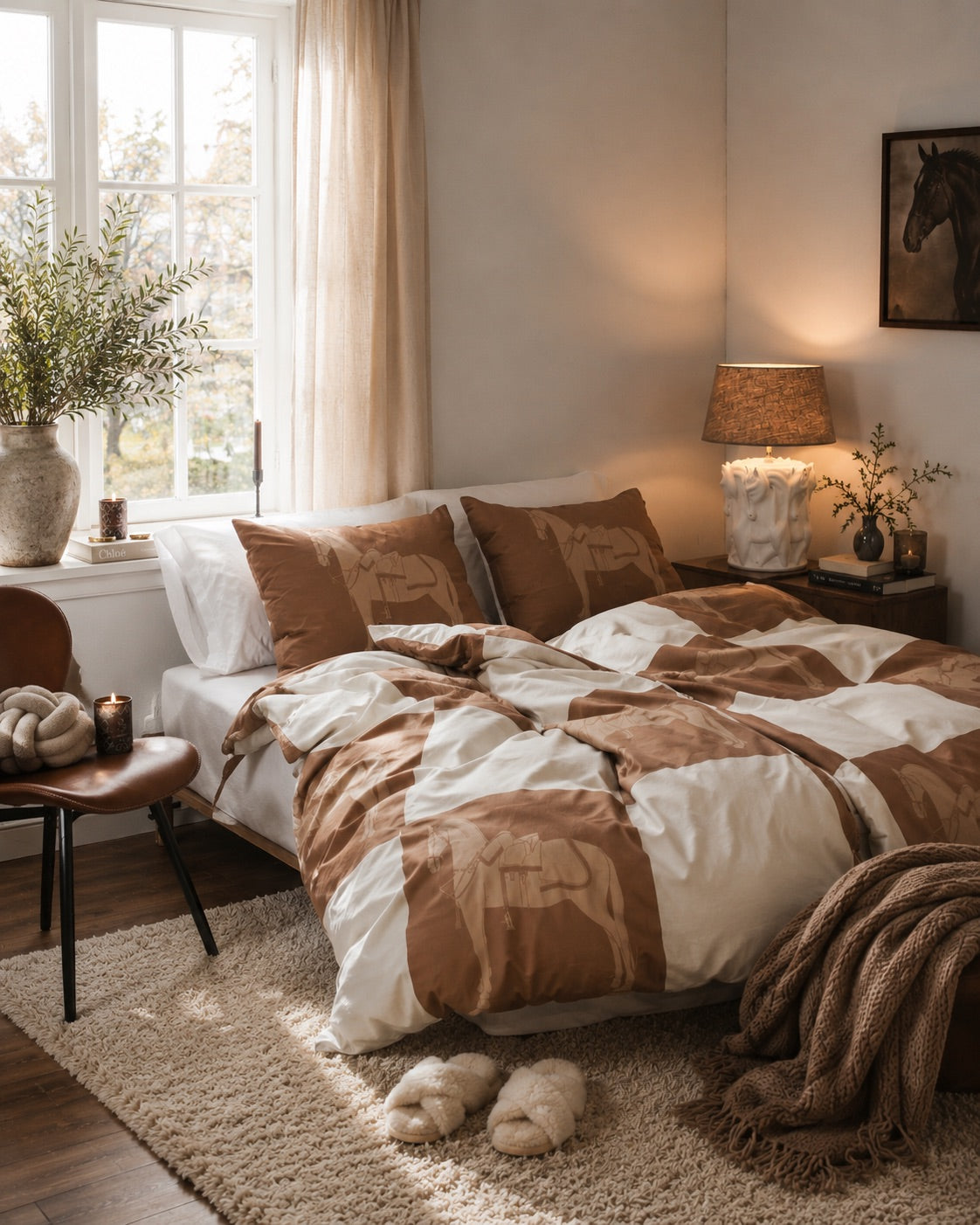 Horse Check Duvet Cover King Size 240x220