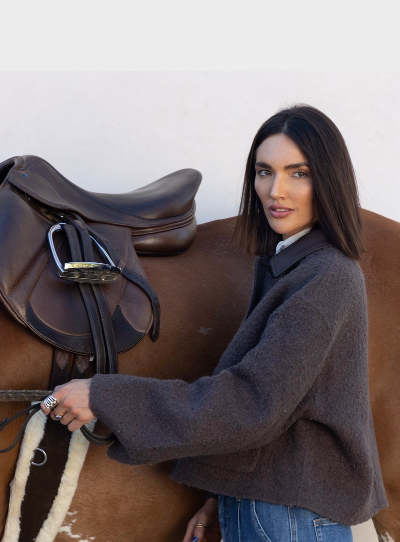 Exclusive Bouclé Wool Jacket – Brown