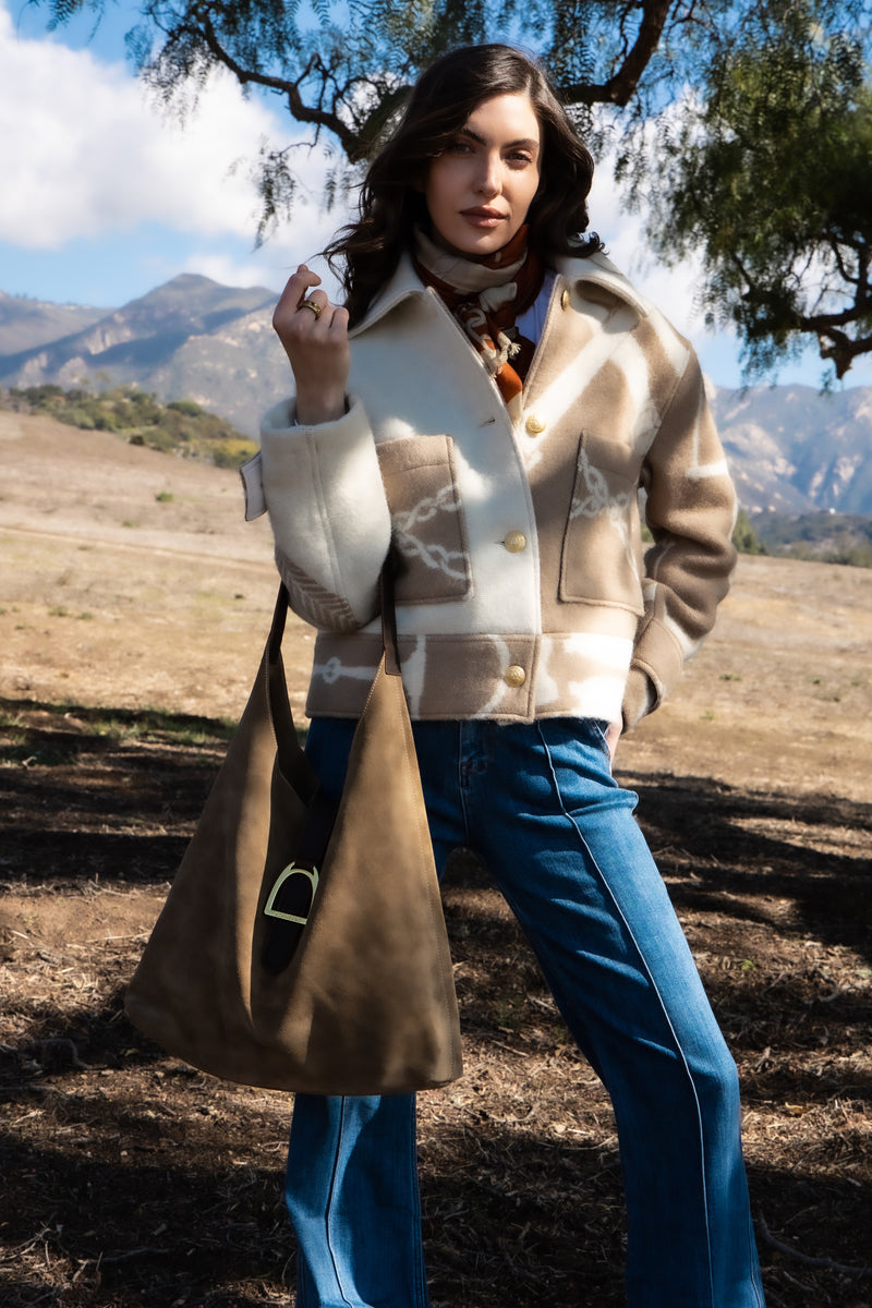 Classic lambswool Blanket Jacket – Nougat & Off-White
