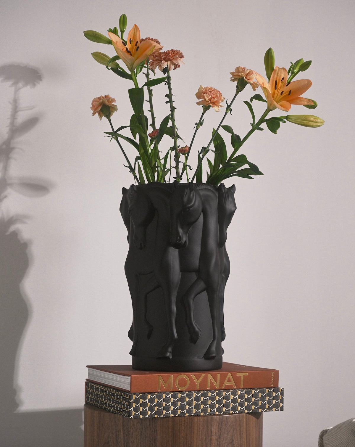 VASE DANCING HORSES MATT BLACK