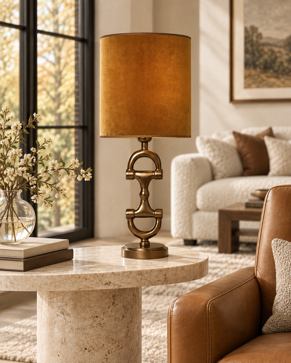 BIT Lamp stand Brass including Golden Mustard Shade.