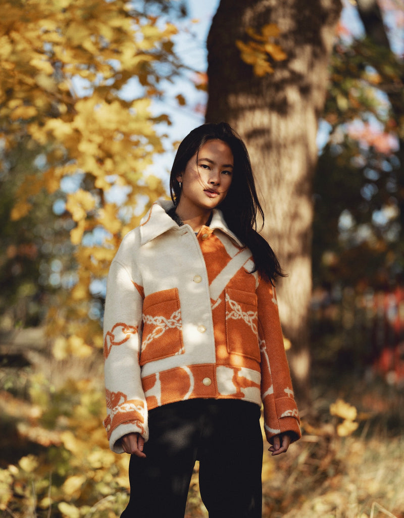 TAILORED CLASSIC BOXY JACKET GINGER & OFFWHITE.
