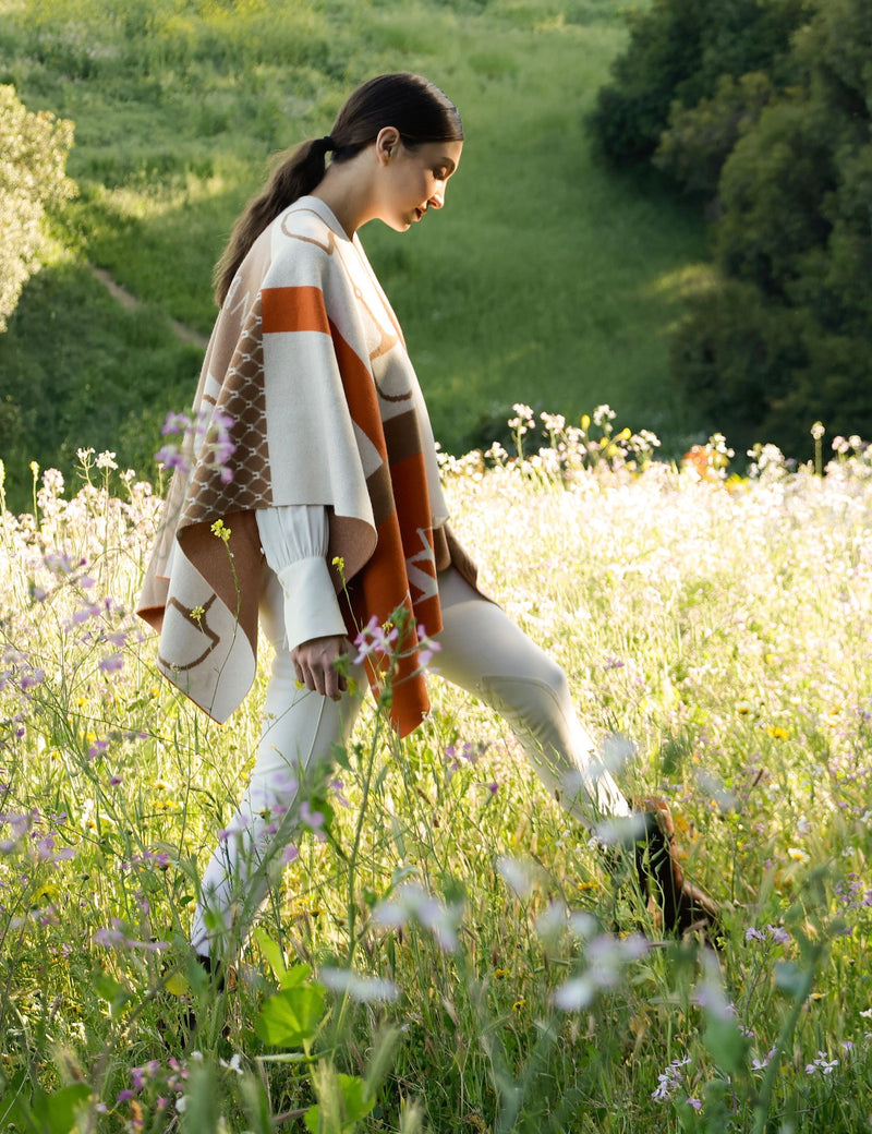ADAMSBRO CASHMERE PONCHO ORANGINA