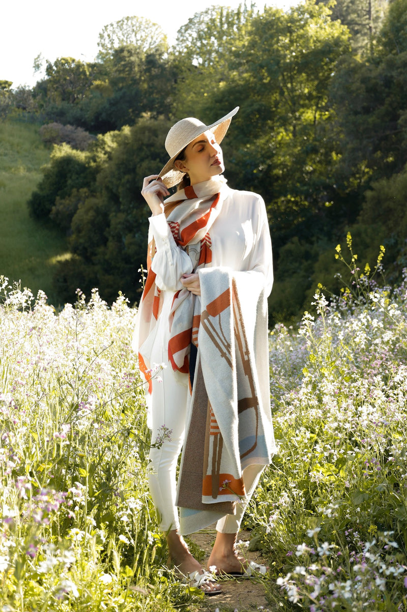 Luxury Women's Cashmere Scarf – “Saddle”