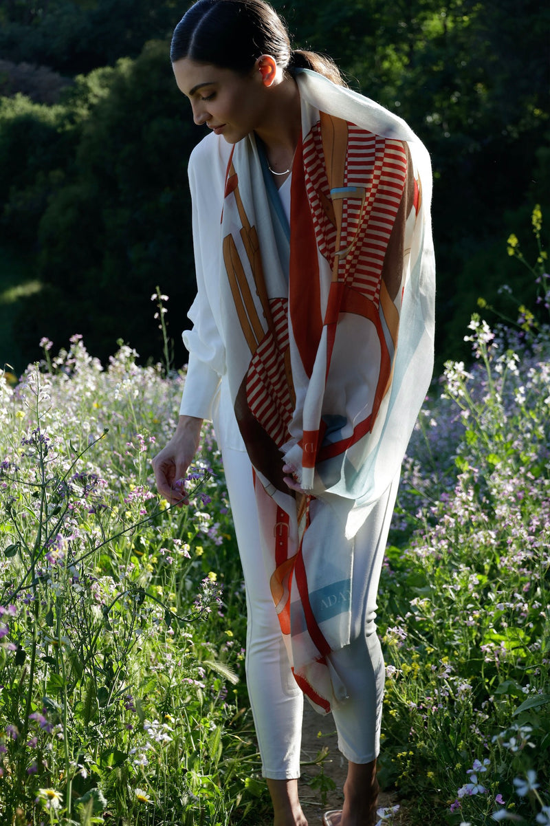 Luxury Women's Cashmere Scarf – “Saddle”