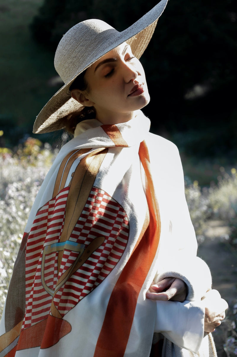 Luxury Women's Cashmere Scarf – “Saddle”