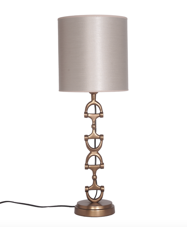 Snaffle Bit Lamp stand Brass including chintz lampshade