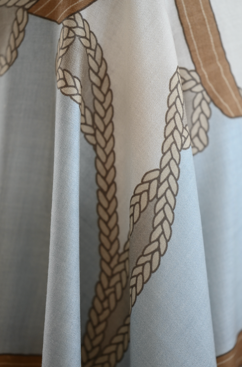 100% CASHMERE SCARF HORSEHEAD LIGHT BLUE
