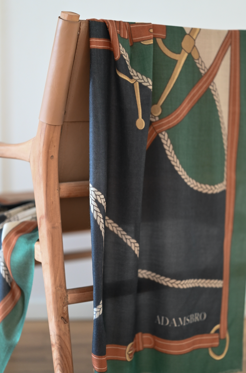 100% CASHMERE SCARF HORSEHEAD GREEN