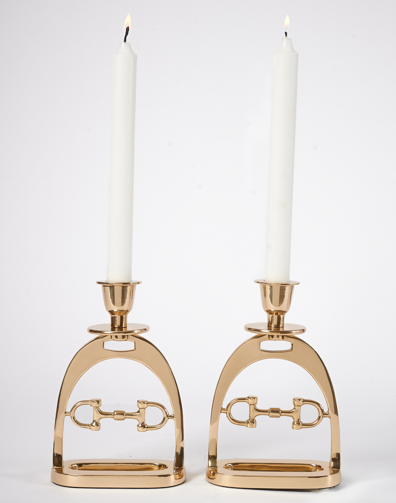 Snaffle Bit Candle Holder Set GOLD