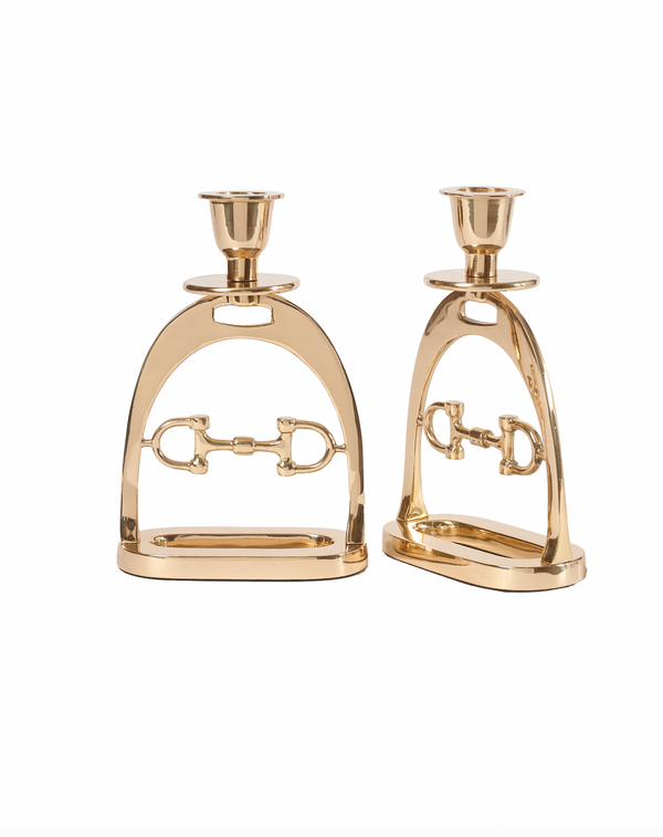 Snaffle Bit Candle Holder Set GOLD