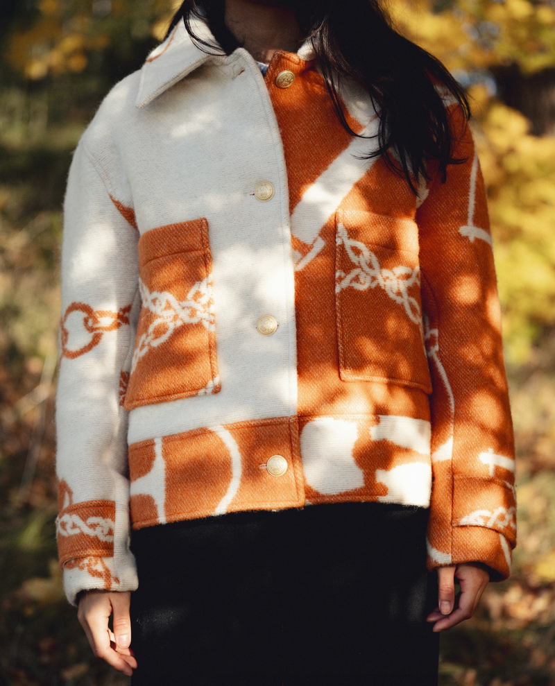 TAILORED CLASSIC BOXY JACKET GINGER & OFFWHITE.