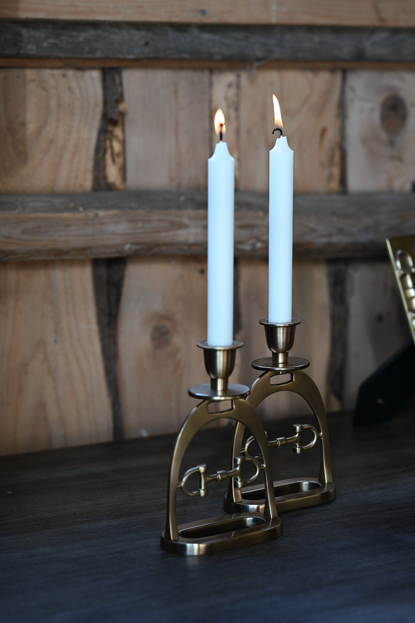 Snaffle Bit Candle Holder Set Brass