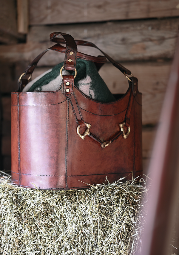 ADAMSBRO LEATHER MAGAZINE BASKET BURGUNDY