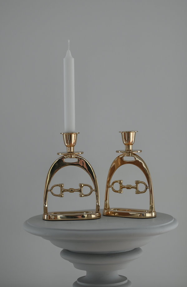 Snaffle Bit Candle Holder Set GOLD