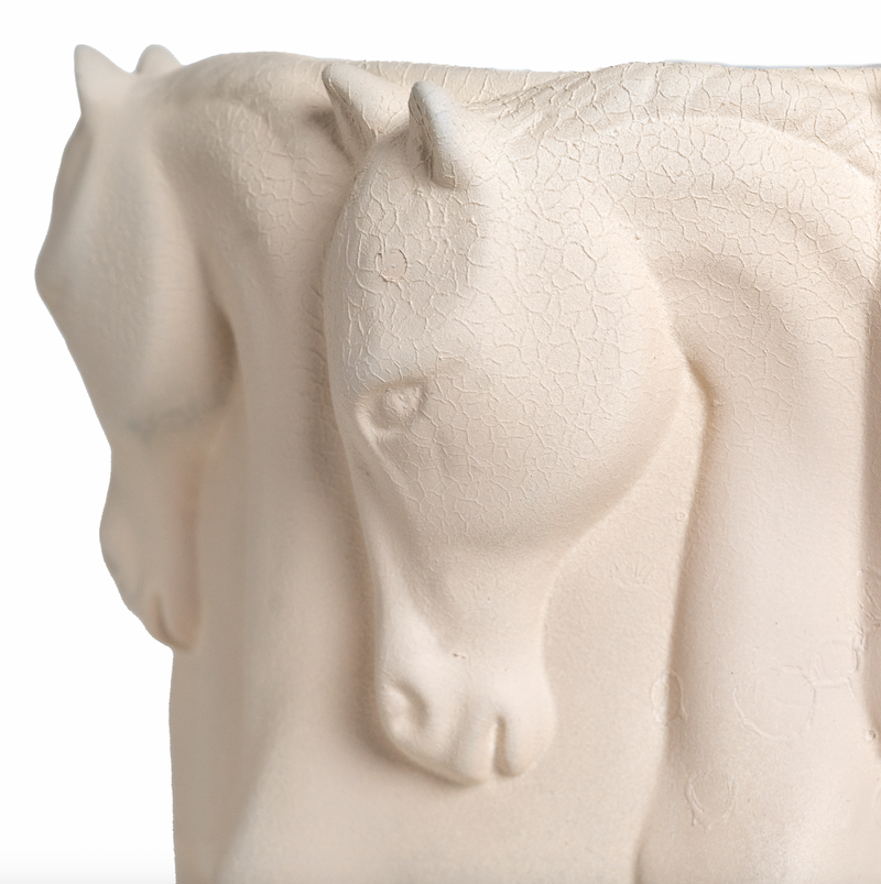 MATT CHAMPAGNE CERAMIC VASE DANCING HORSES