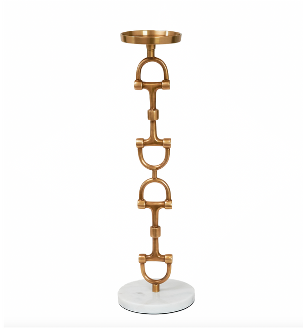 Tall Snaffle Bit Candle Holder Brass