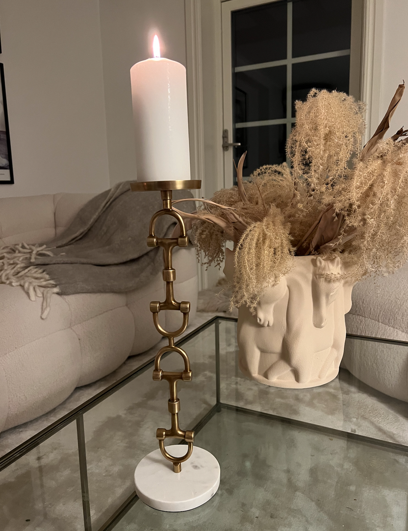 Tall Snaffle Bit Candle Holder Brass