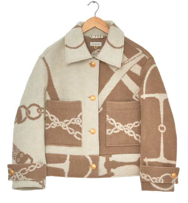 Classic lambswool Blanket Jacket – Nougat & Off-White