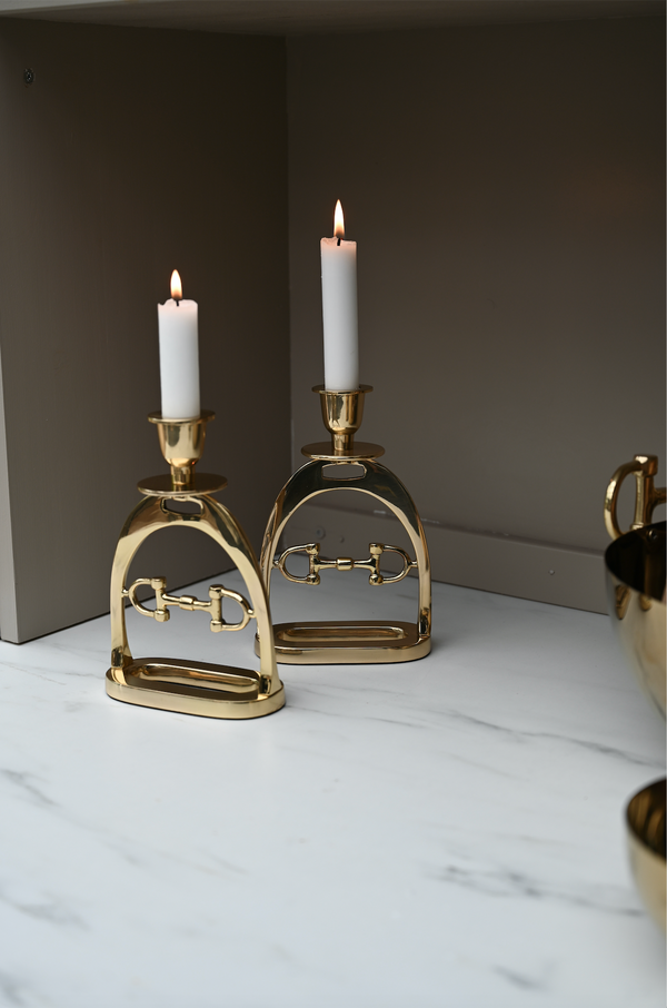Snaffle Bit Candle Holder Set GOLD