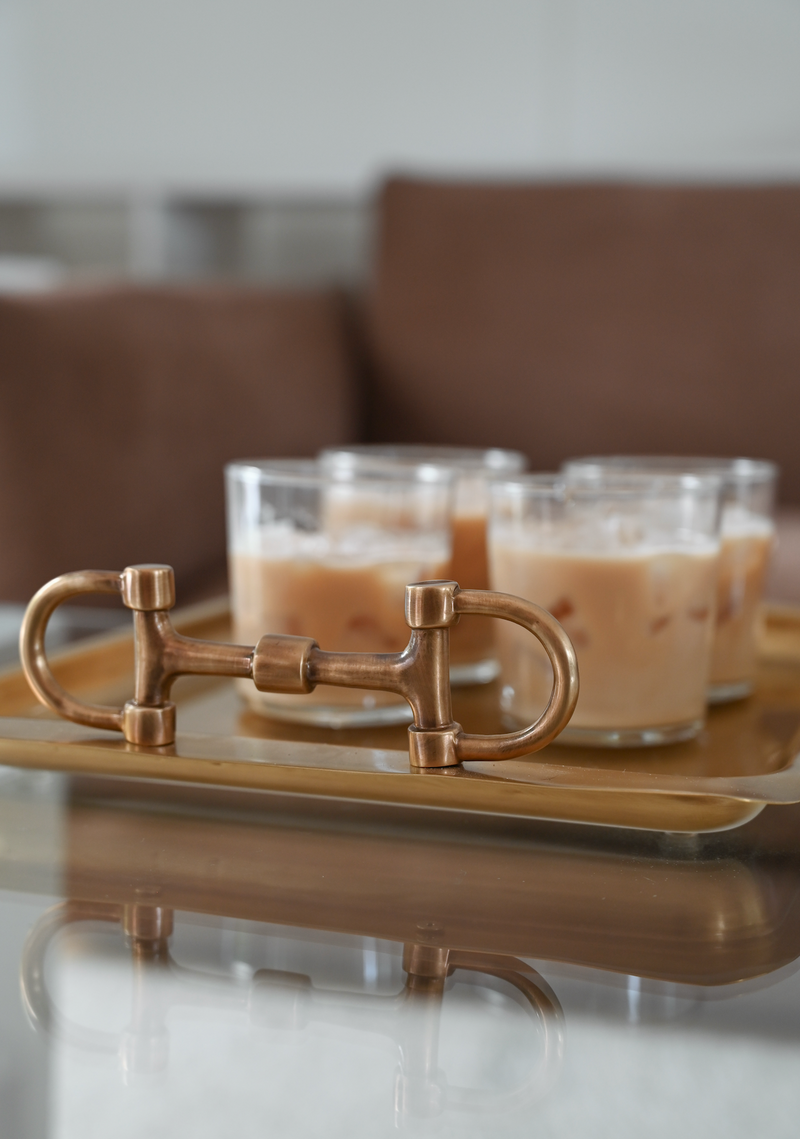 Snaffle Bit Square Tray Antique Brass