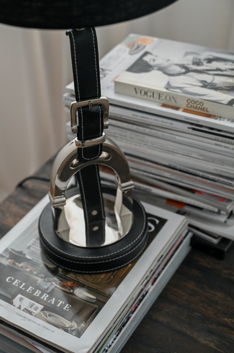 Luxury Stirrup Lamp with Leather.