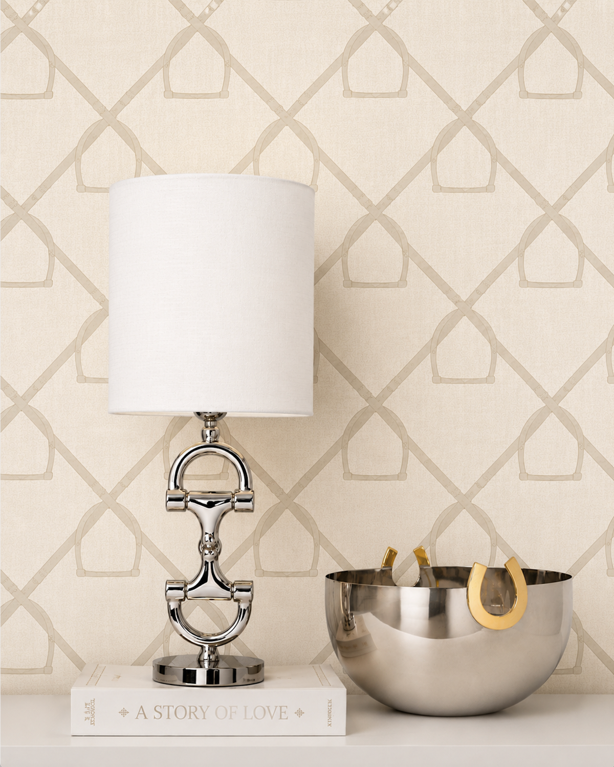 BIT Lamp stand Silver including Off-white Linnen Shade