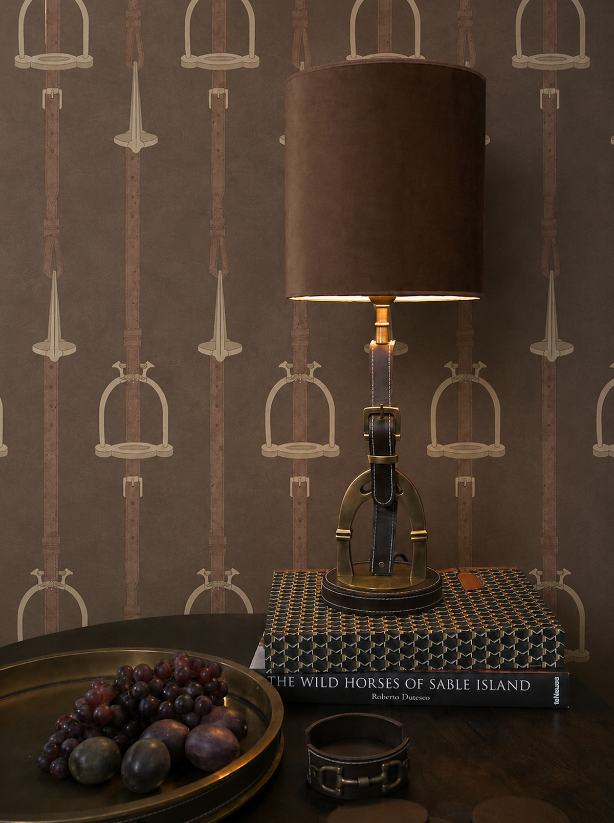 Vintage Brass Stirrup Table Lamp