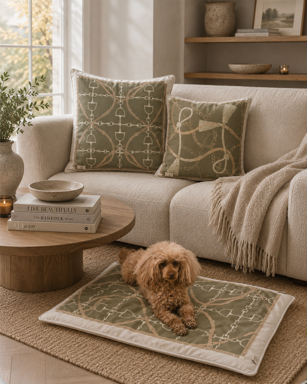 Reversible & Luxurious Day Bed for Pets and Babies – celadon light green.