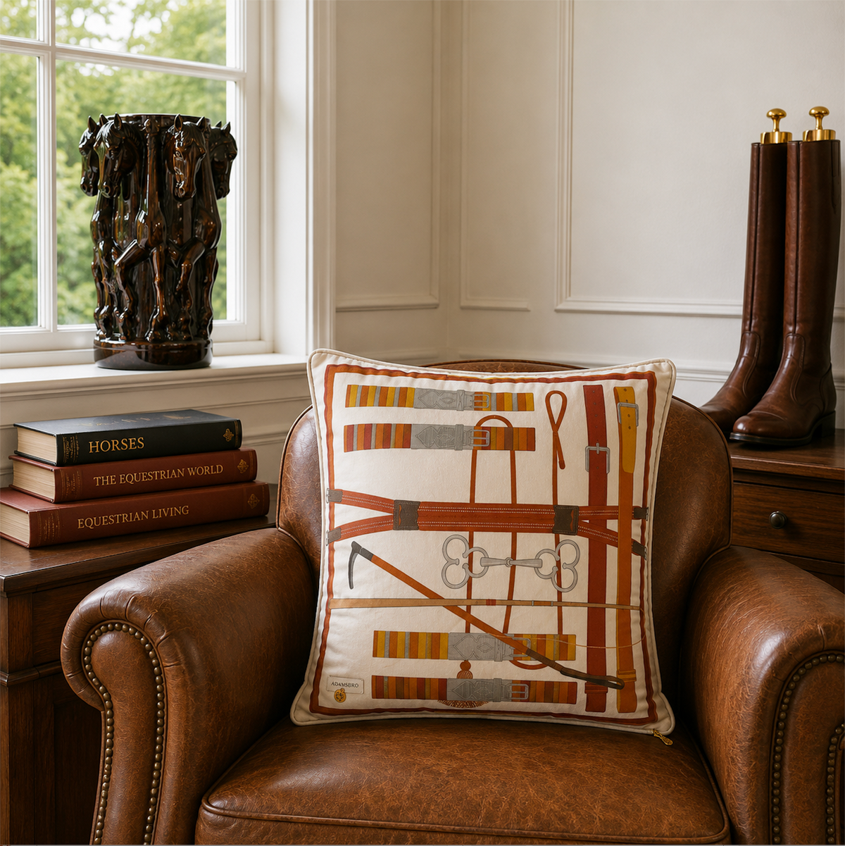 Reins velvet cushion Rust reversible