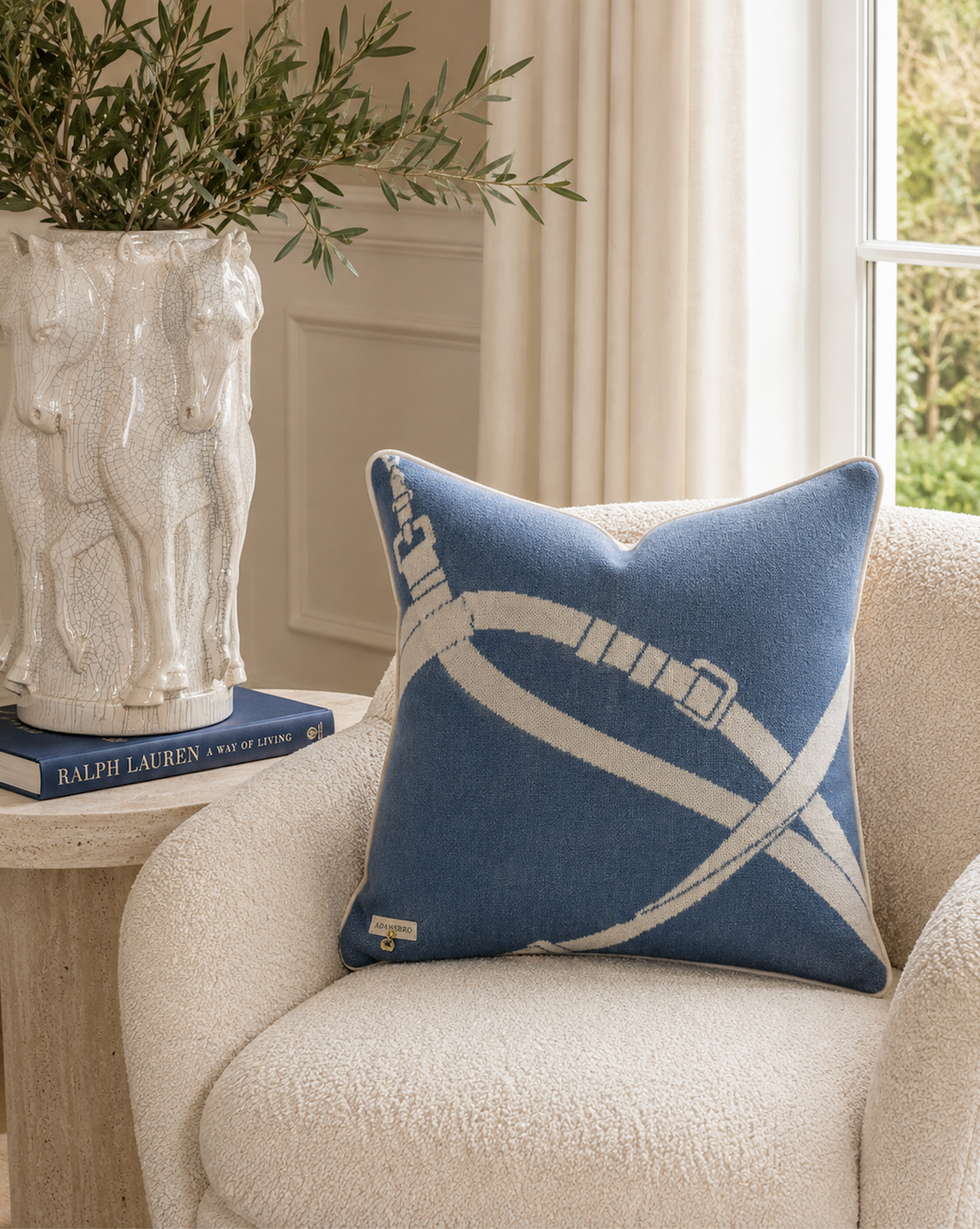 HALTER CUSHION NZ WOOL DENIM BLUE.