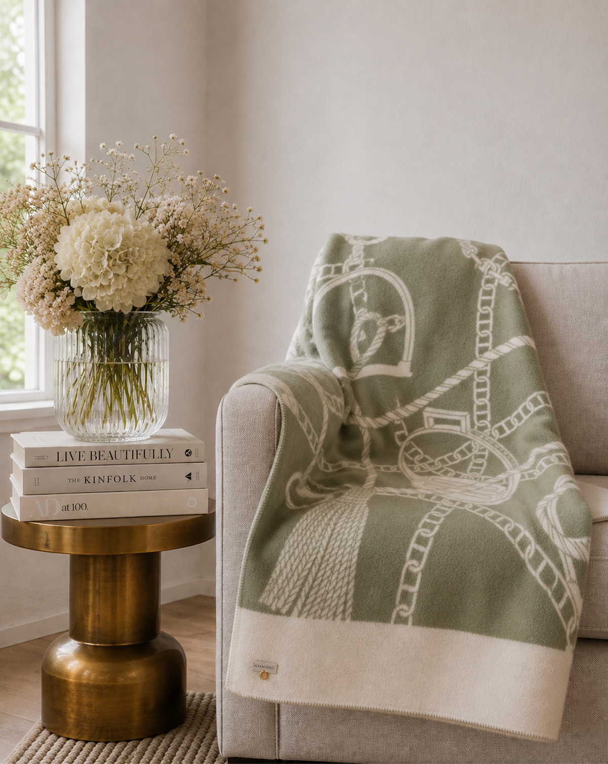 Chain Throw – 100% New Zealand Lambswool celadon green