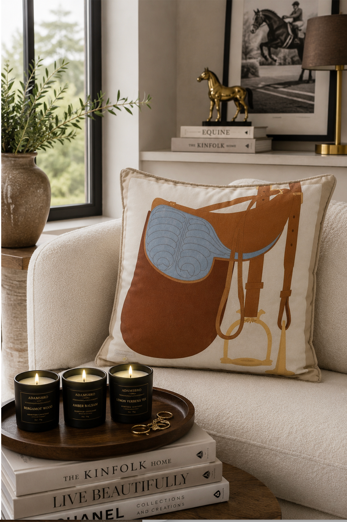 Heritage Saddle velvet cushion browns