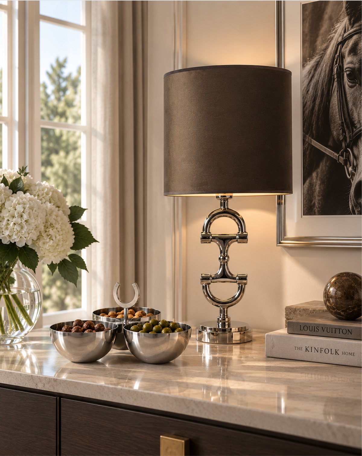 BIT Lamp stand Silver including Brown Shade.