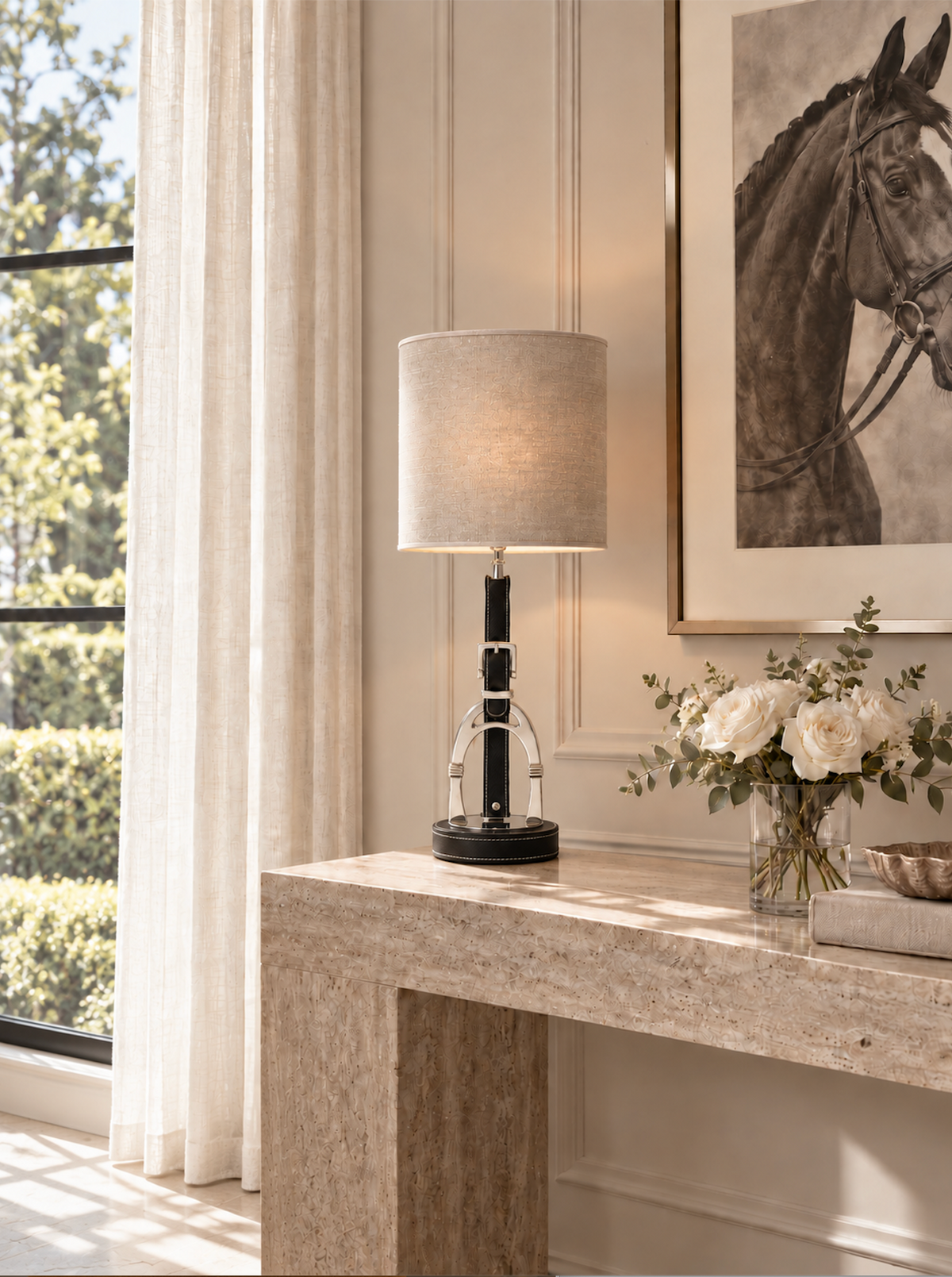 Luxury Stirrup Lamp with Leather.